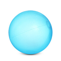 Inflatable blue beach ball on white background