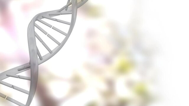 Animation of dna strand spinning over on blurred background