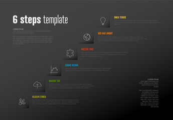 Dark Infogrpahic Steps Diagram Template for Workflow Business Schema or Procedure Diagram