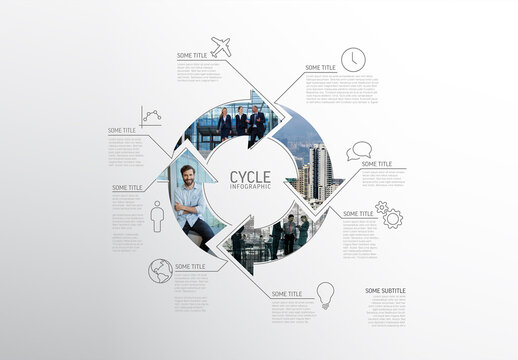 Infographic Cycle Layout Made from Lines and Photos