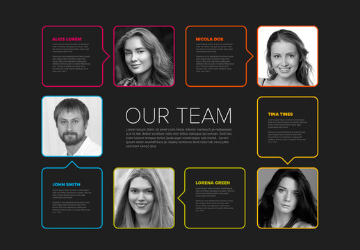 Company Team Dark Presentation Layout with Black and White Photos