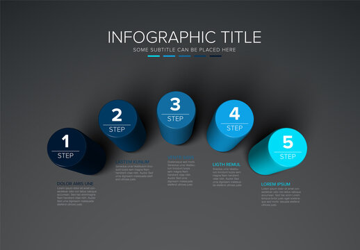 Minimalistic Template with Cylindric Blue Circle Steps