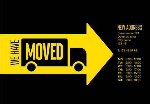 We Have Moved Minimalistic Yellow Arrow Flyer Layout