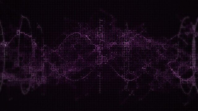 Animation of dna strand spinning over purple fireworks