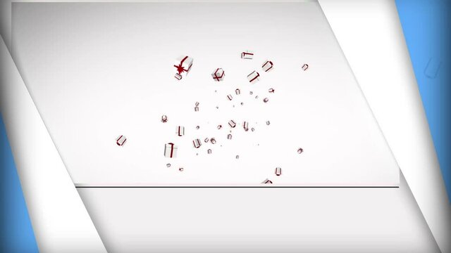 Animation of presents falling on white background