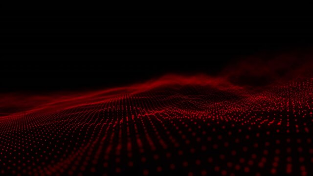 Animation of undulating glowing red dot landscape on black background
