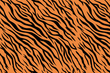 Tiger safari texture background print. Black and orange stripped tiger skin pattern. African tiger.