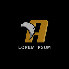 simple alphabet logo sport concept with eagle head combination