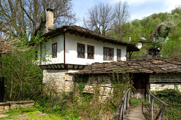 Street and old houses at historical village of Bozhentsi,  Bulgaria
