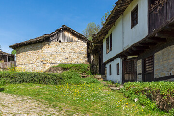 Street and old houses at historical village of Bozhentsi,  Bulgaria