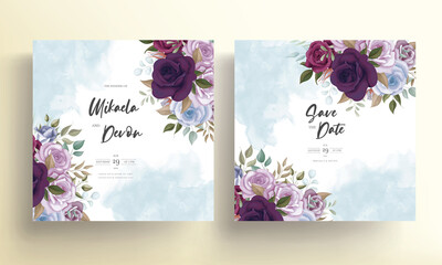 Elegant wedding invitation card with beautiful floral ornamen