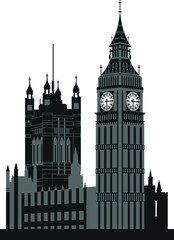 Vector Illustration of Big Ben in London - obrazy, fototapety, plakaty