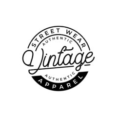 vintage retro hipster label, stamp, badge, emblem, sticker logo design vector for clothing & apparel business