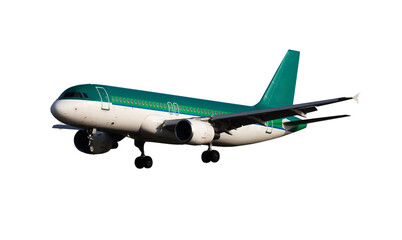 Naklejka premium Modern comfortable commercial passenger airplane isolated on white background. High quality photo