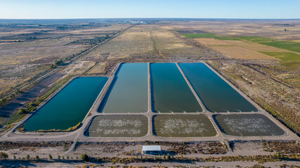 Sewer plant aeration. Aerial view.