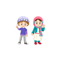 flat boy and girl character on white background