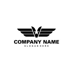 letter V and wings logo vector