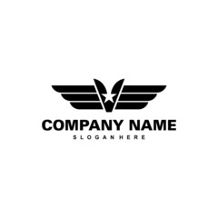 letter V and wings logo vector