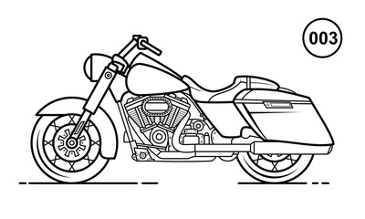 Motorcycle Outline Design for Drawing Book Style 003 