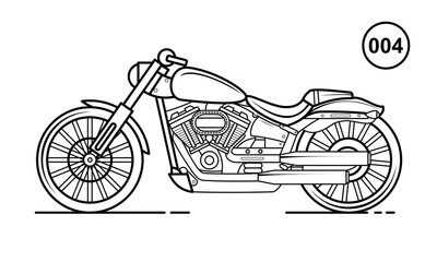 Motorcycle Outline Design for Drawing Book Style 004