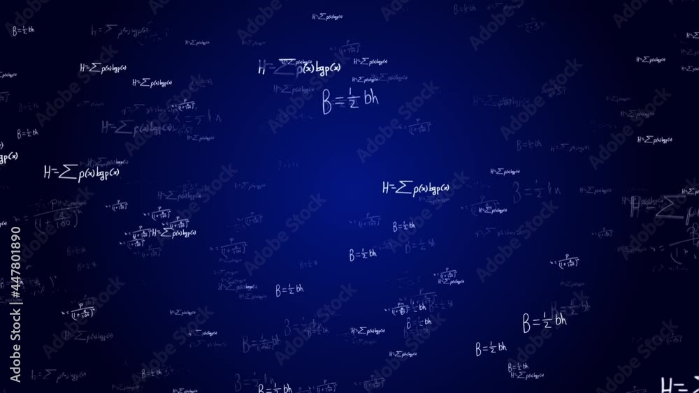 Poster 4k animation loop mathematical formulas and geometric shapes background. for school work, trigonomet