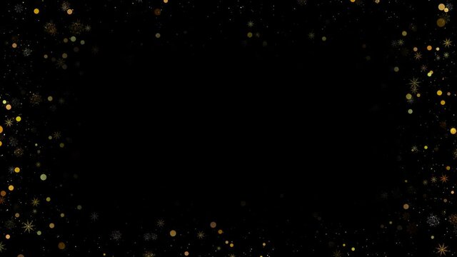 Elegant silver Snowflakes abstract particles Seamless loop. Christmas animated Golden background. glitter winter theme. Corner frame and border with copy space. green screen.