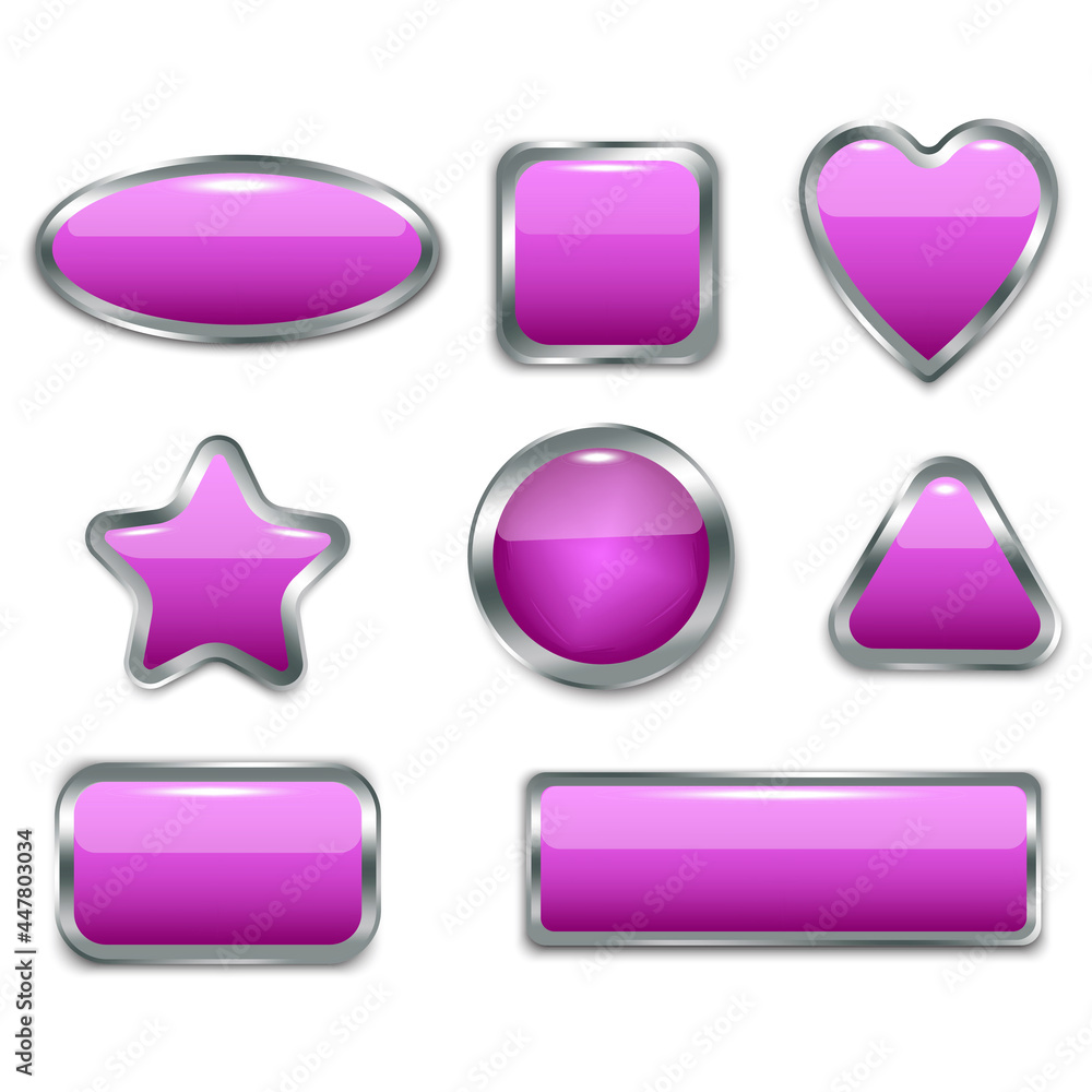 Poster plastic colored buttons in modern style. blank shiny colored buttons. banner web buttons. vector ill