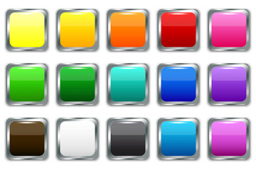 plastic colored buttons in modern style. Blank shiny colored buttons. Banner web buttons. Vector illustration.