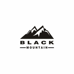 Simple Modern Mountain Landscape Logo Design Vector, Rocky Ice Top Mount Peak Silhouette