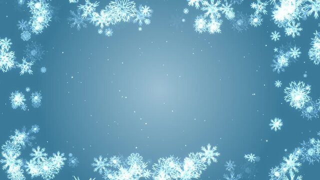 4K Christmas Corner frame and border with copy space loop Backgrounds. Empty Backdrop for text. Christmas winter holidays festive New Year decoration Animation.