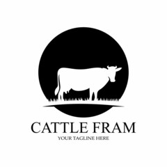 Premium quality Grass Cow Angus Farm Castle Logo Icon Vector