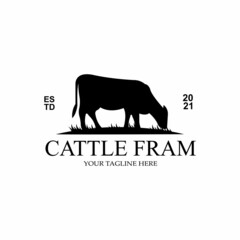 Obraz premium Premium quality Grass Cow Angus Farm Castle Logo Icon Vector