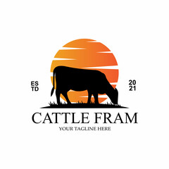 Premium quality Grass Cow Angus Farm Castle Logo Icon Vector