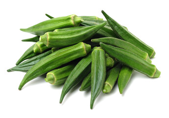 Fresh young okra isolated on white background