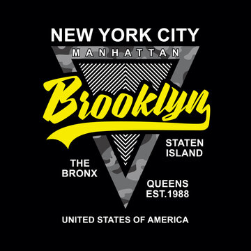 United states of america, new york city, brooklyn, typography graphic design, for t-shirt prints, vector illustration