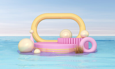  Podium and wall scene abstract background. 3D illustration, 3D rendering