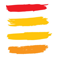 Obraz premium Red Watercolor Abstract. Yellow Brushstroke Isolated. Brushes Background. Ink Collection. Paintbrush Scratch. Paint Frame. Grungy Background. Art Isolated. Set Distress.