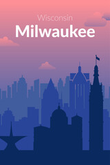 Milwaukee, USA famous city scape view background.