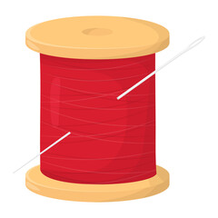 Spool of red thread isolated on white. Vector illustration