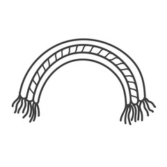 Kids Rope Rainbow Isolated on white background. Coloring book. Childhood doodle. Vector line illustration. Children's design. Clip art element. Macrame. 