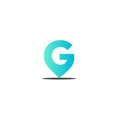 Initial letter G pin GPS sign symbol logo design