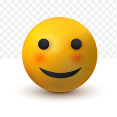 smile emoji 3d of social media reaction emoticon on white transparent background