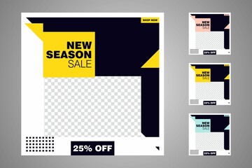 New set of editable minimal banner templates. Suitable for social media posts and web or internet ads. Vector illustration with photo college.