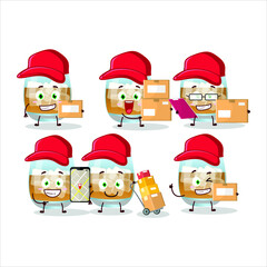 Cartoon character design of rum drink working as a courier. Vector illustration