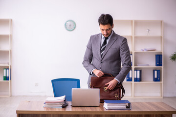 Young businessman employee working in the office