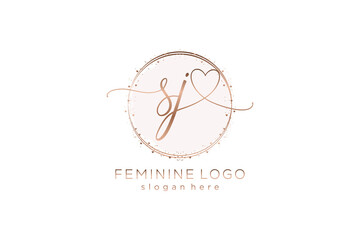 Initial SJ handwriting logo with circle template vector logo of initial wedding, fashion, floral and botanical with creative template.