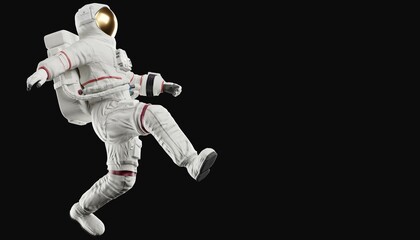 astronaut posing like space parson in-universe 3d render   with black background © dada_design