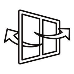 コロナウイルス予防/換気のイメージのシンプルな細線アイコン/白背景