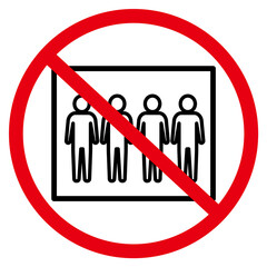 コロナウイルス予防/密閉禁止の細線アイコン/白背景