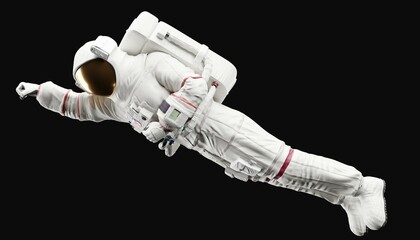 astronaut posing like space parson in-universe 3d render   with black background © dada_design